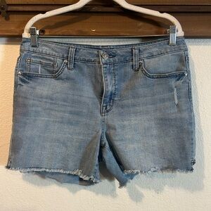 Seven7 Weekend Shorts Women's Size 12 Frayed Hem Light Wash Denim Blue (1332)